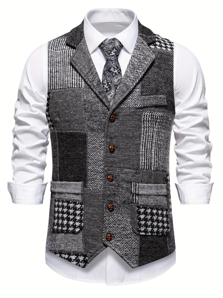 Andreas™ – Småknapp-Front Lappeteppe Quiltet Vest