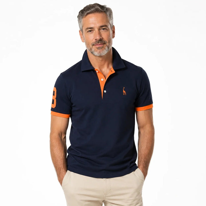 Gustav™ – Polo-skjorte med kontrastkant og broderi