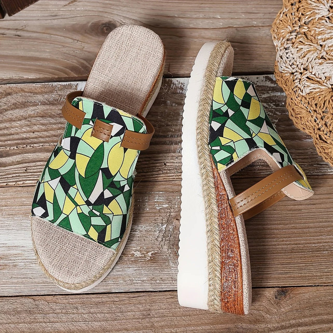 Elena™ – Boho Trykte Plattform Sandlettinger