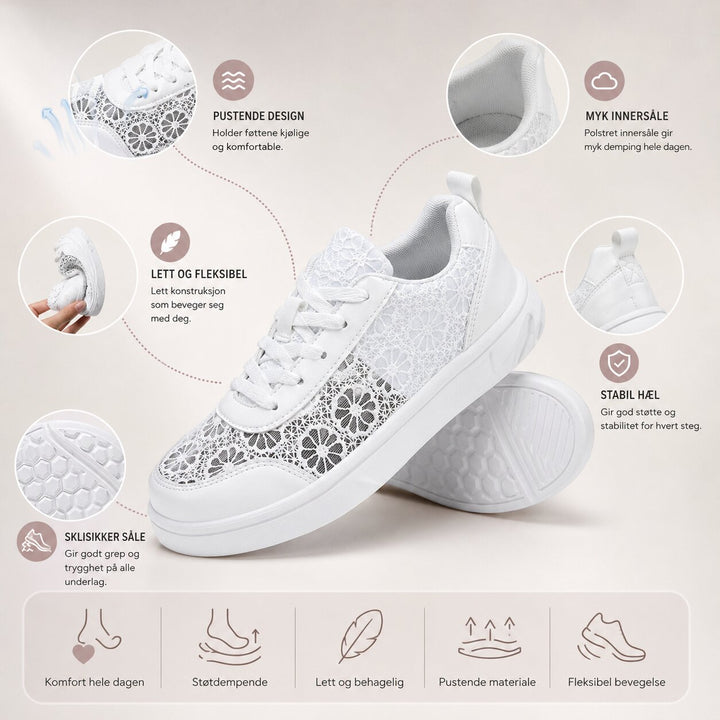 Eline™ – Blomsterblonde Snøreplattform Sneakers