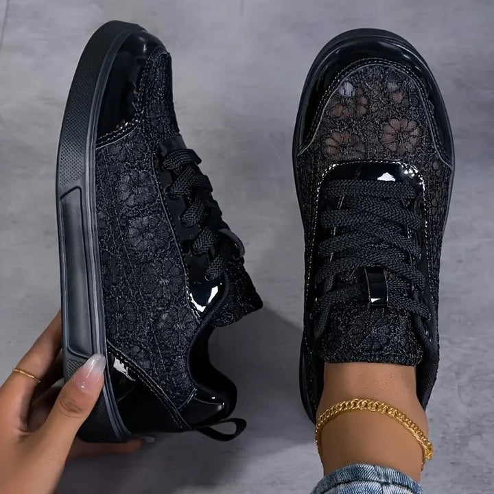 Flora™ – Blomstrete Spise Lisse Opp Plattform Sneakers