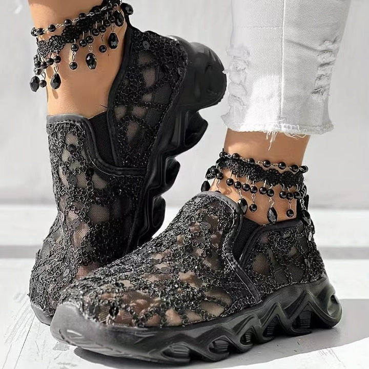 Gina™ – Plattformsneakers med paljettbelagte mesh-detaljer