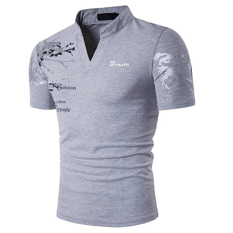 Markus™ – | Dristig grafisk trykk V-hals polo skjorte