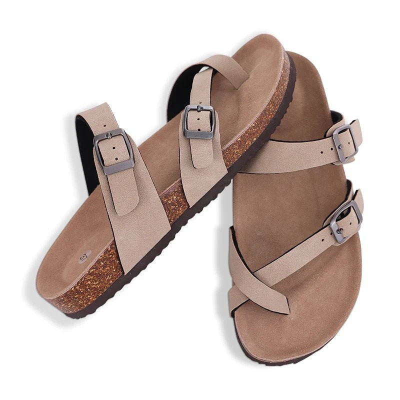 Charlotte™ – Justerbare Spenne Tå-slynge Kork Sandaler