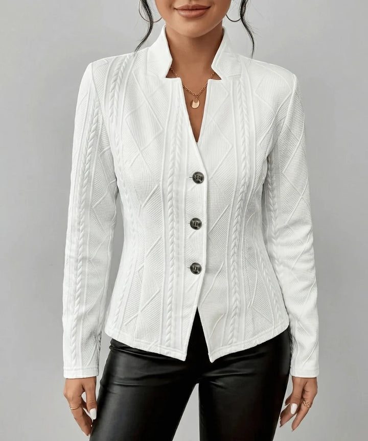 Serena™ – Teksturet Blazer med Knapp-fremme og Tett Passform