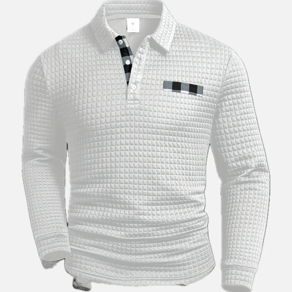 Hallvard™ – Vaffelstrukturert langermet polo-skjorte