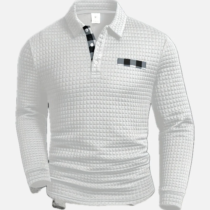 Hallvard™ – Vaffelstrukturert langermet polo-skjorte