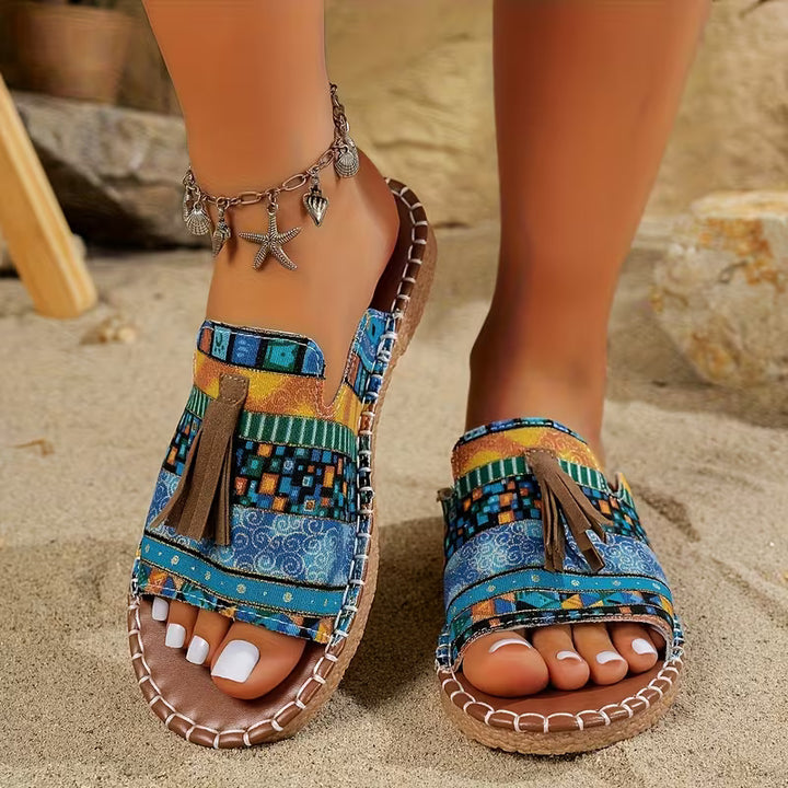 Astrid™ – Espadrillosandaler med vevde detaljer og kvaster