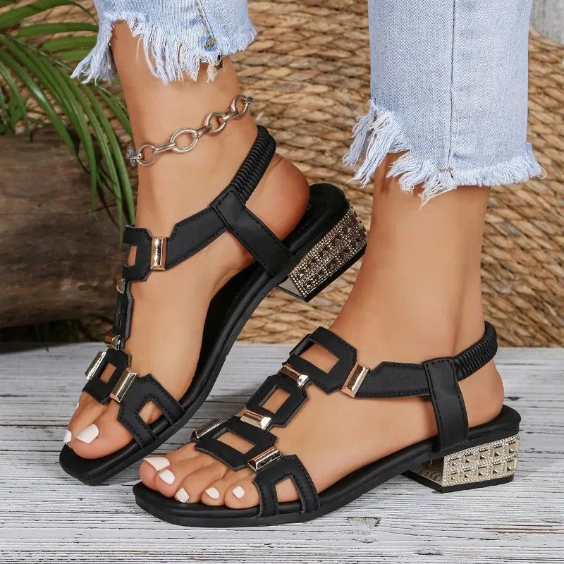 Jana™ – Dekorerte Blokk Hæl Sandaler