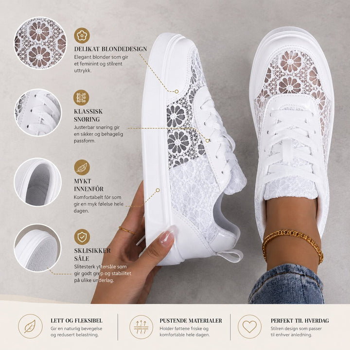 Flora™ – Blomstrete Spise Lisse Opp Plattform Sneakers