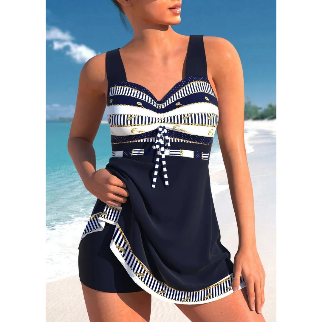 Julia™ – | Nautisk Trykk Skjørtet Tankini Badedrakt
