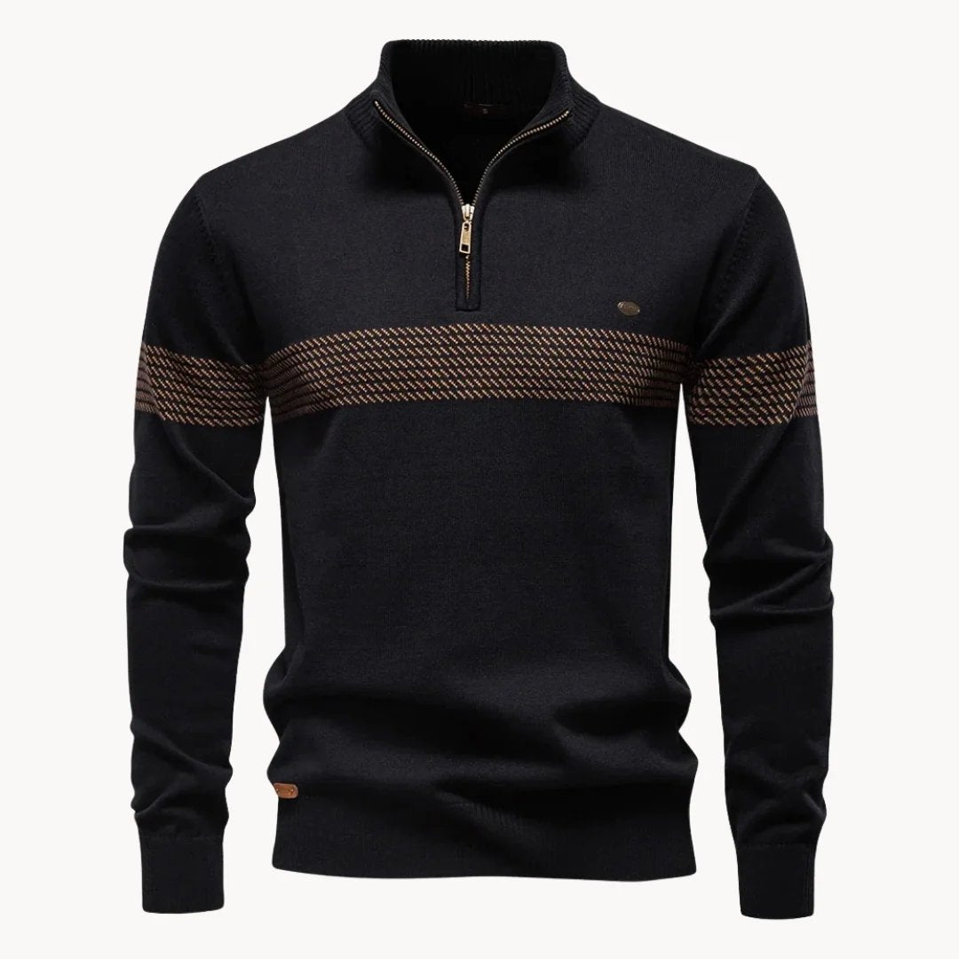 Mathias™ – | Genser med kvart glidelås og bryststripe