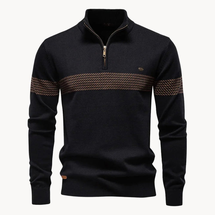 Mathias™ – | Genser med kvart glidelås og bryststripe