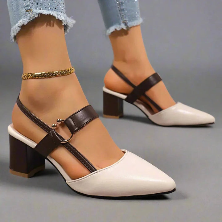 Grete™ – Spiss Slingback Blokkhæl Pumps