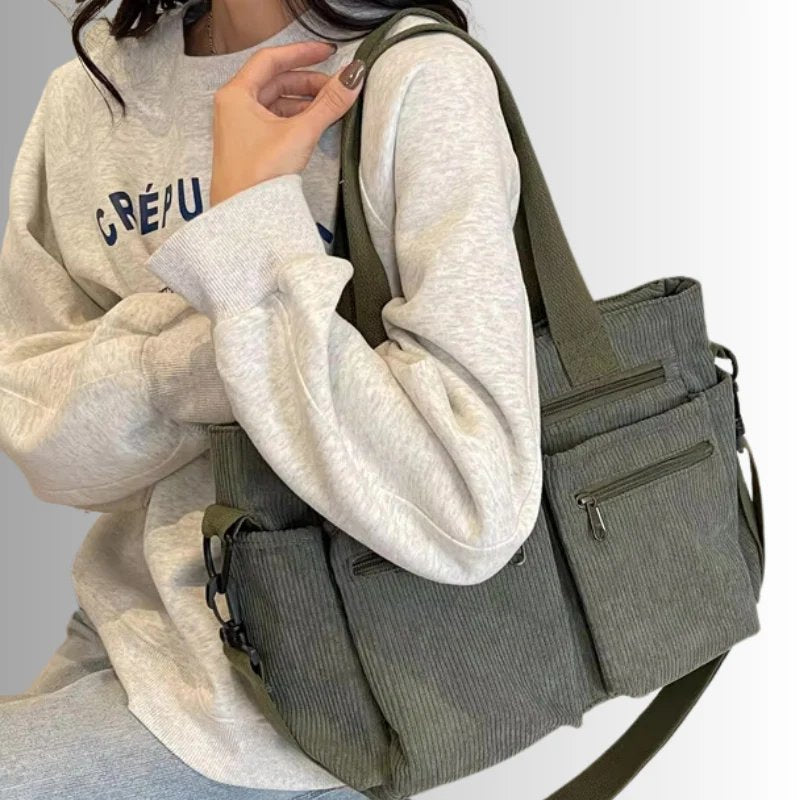 Camilla™ – Ribbete Multilomme Skulderveske
