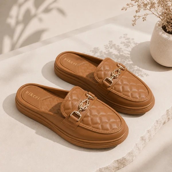 Laila™ – Vatterte Kjede Pute Loafers Mules