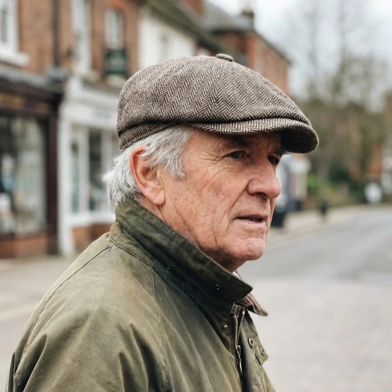David™ – Herringbone Newsboy Caps med Knappekrone