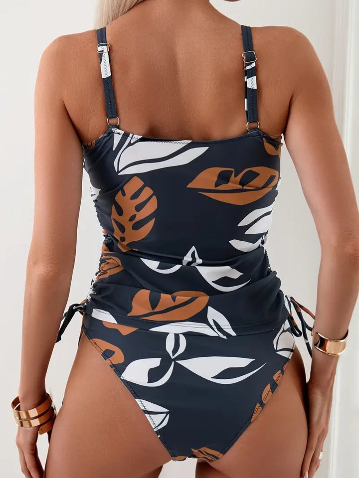 Marbella™ – Tankini svømme sett med tropisk bladtrykk
