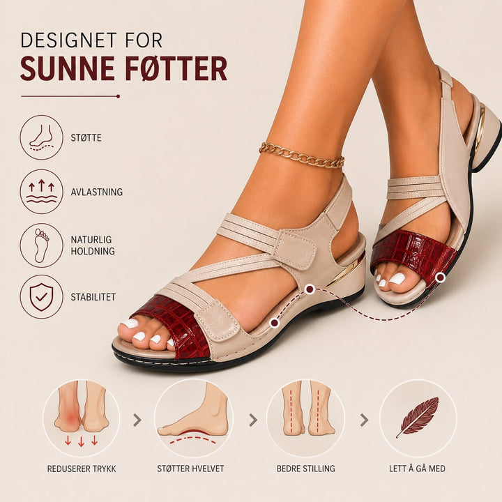 Calista™ – Ortopediske Peep Toe Blokkhæl Sandaler