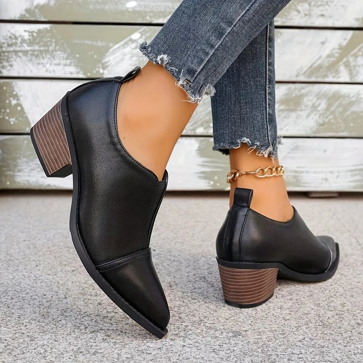 Rebecca™ – Spiss tå blokkhelt loafers