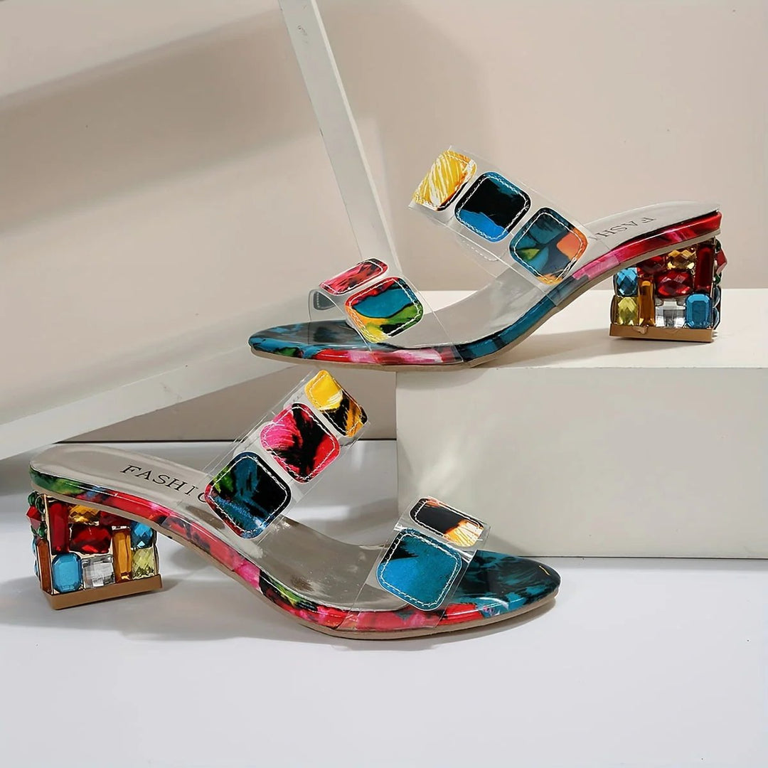 Dorte™ – Støttede Sandaler med Smykkedekorasjon på Blokkhelsåler