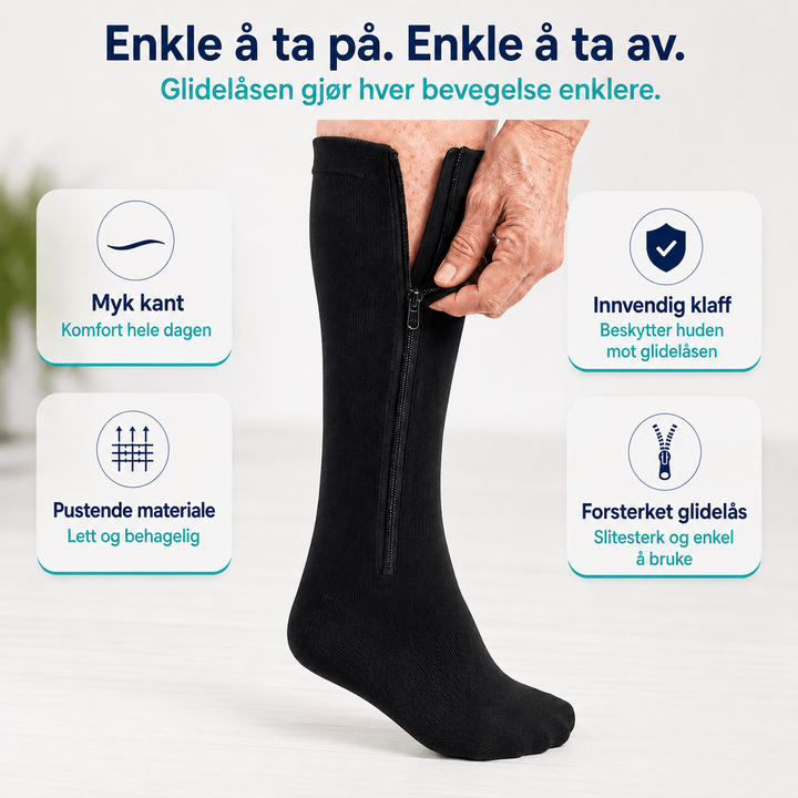 Fanny™ – Klassiske kompresjonsknærhøye sokker med glidelås