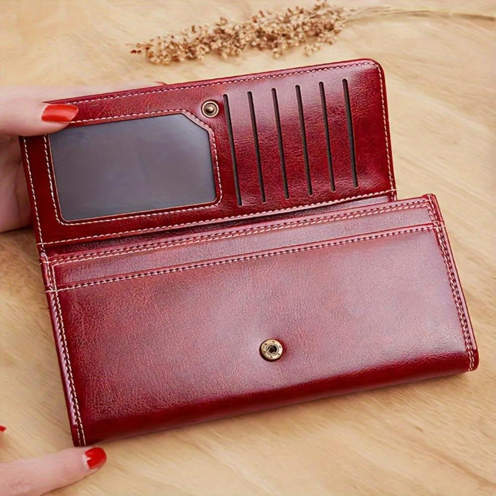 Victoria™ – Ekte skinn tri-fold lommebok med dekorativt hardware