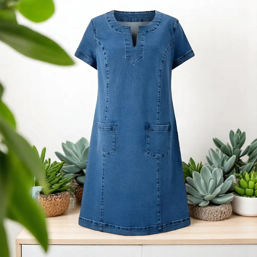 Isa™ – | V-Hals Korte Ermer Lommedress