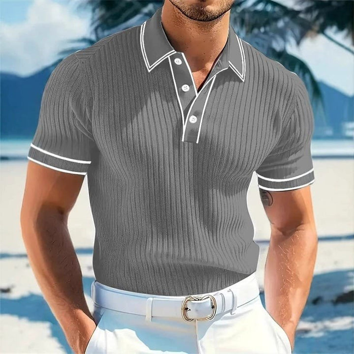 Alexander™ – Ribbed Knit Button-Front Polo Shirt
