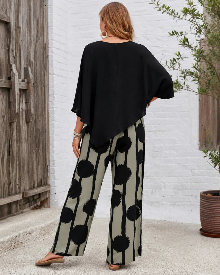 Elena™ – Flytende Oversized Topp & Vide Bukser Sett