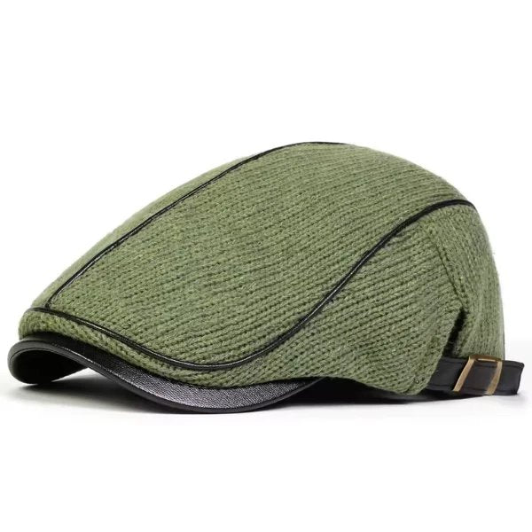 Nelly™ – Justerbar Strikket Flat Cap med Kontrastkant