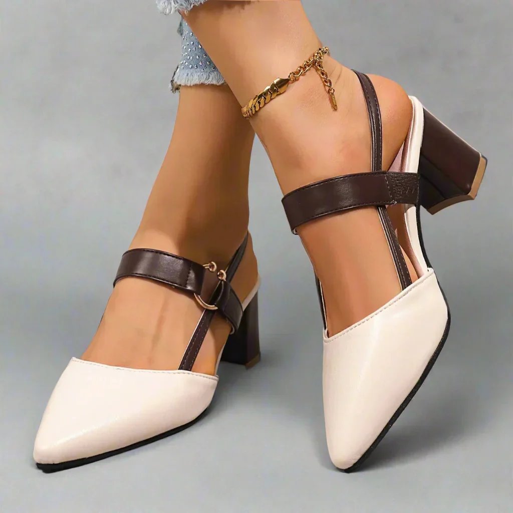 Grete™ – Spiss Slingback Blokkhæl Pumps