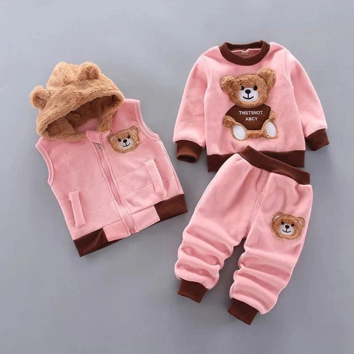 TinyTeddy™ – Koselig Bjørn Hettevest 3-delt Sett