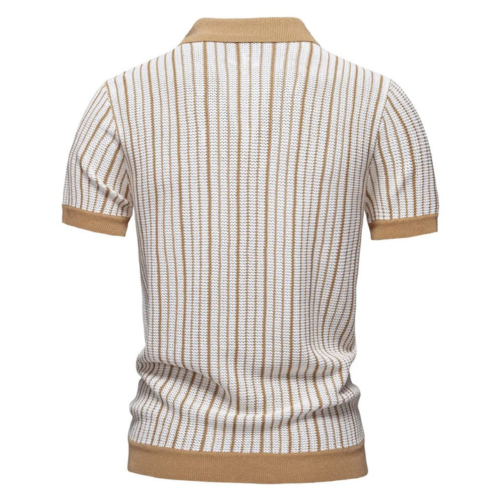 Elias™ – | Stripete Strikket Knapp-Front Polo Skjorte