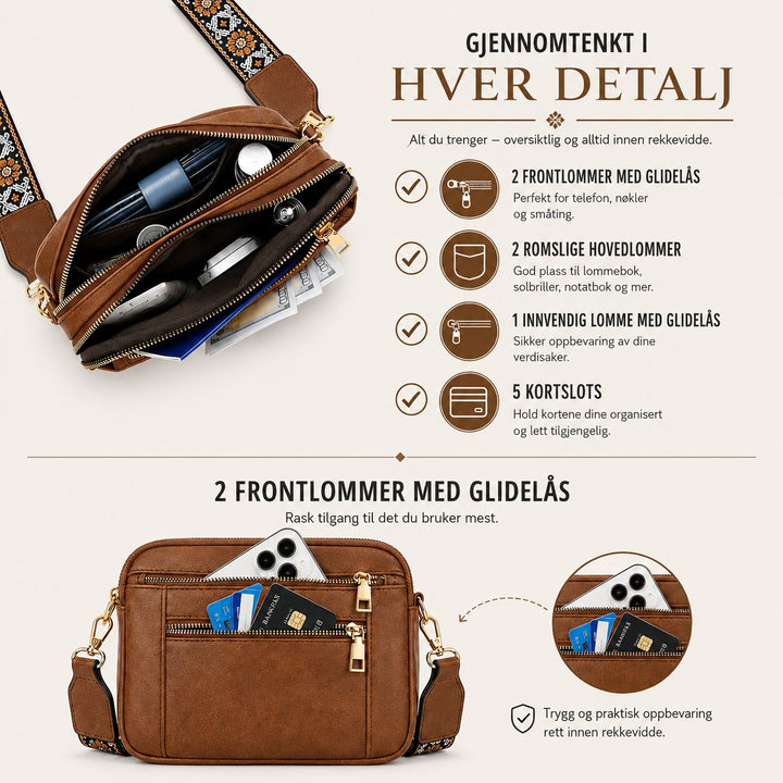 Elisabeth™ – Justerbar Crossbody Skulderveske