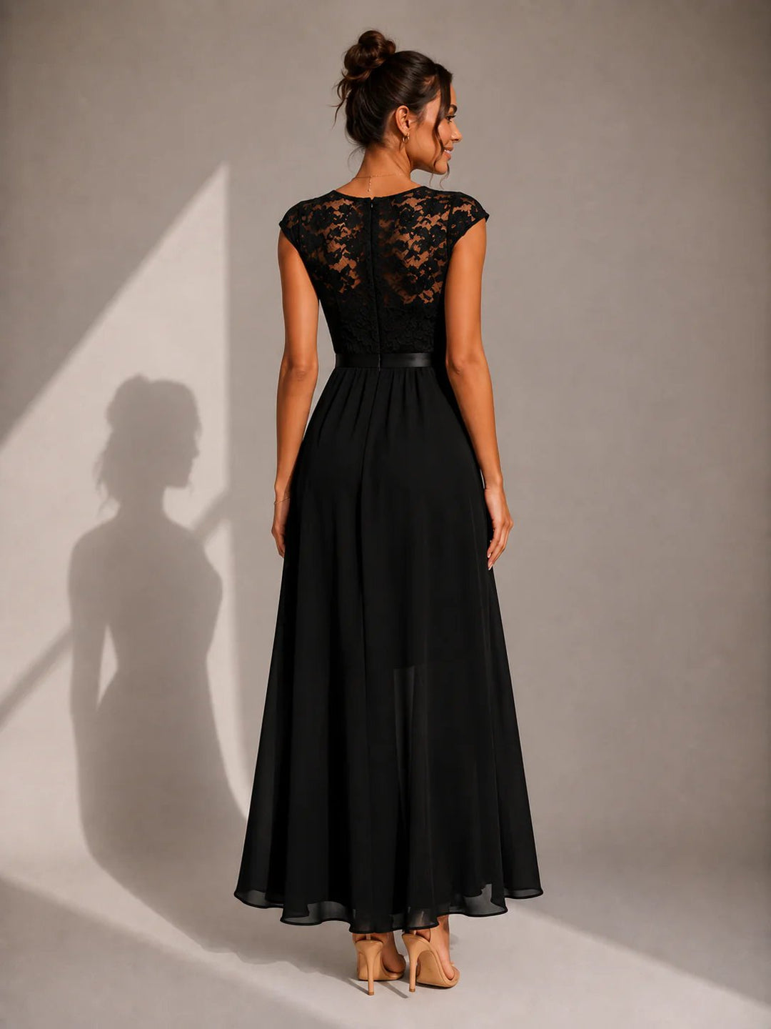 Kiana™ – Lace Bodice Asymmetrical High Low Maxi Dress