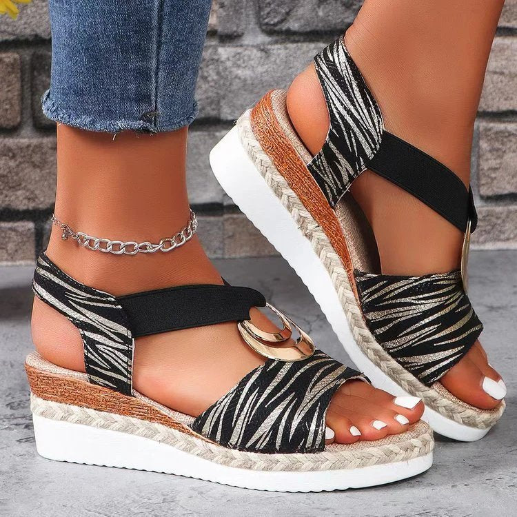 Runa™ – Metallisk Ring Kile Espadrille Sandaler