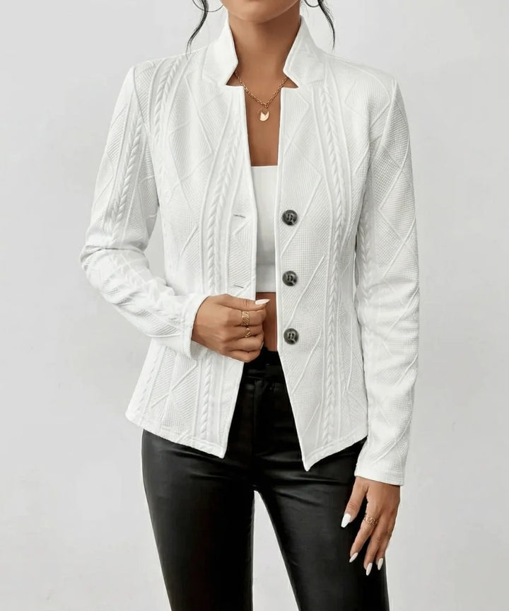 Serena™ – Teksturet Blazer med Knapp-fremme og Tett Passform