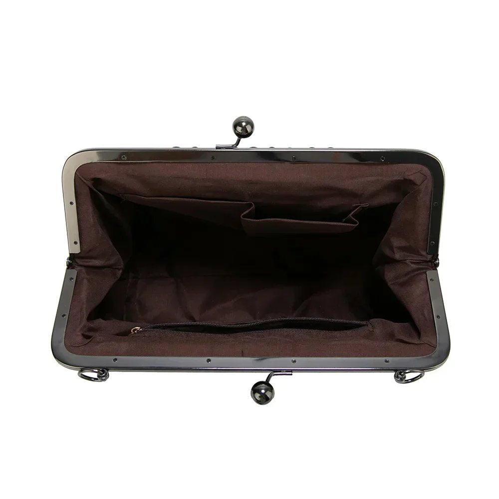 Margit™ – Vintage Ramme med Klemme Topphåndtak Skulderveske