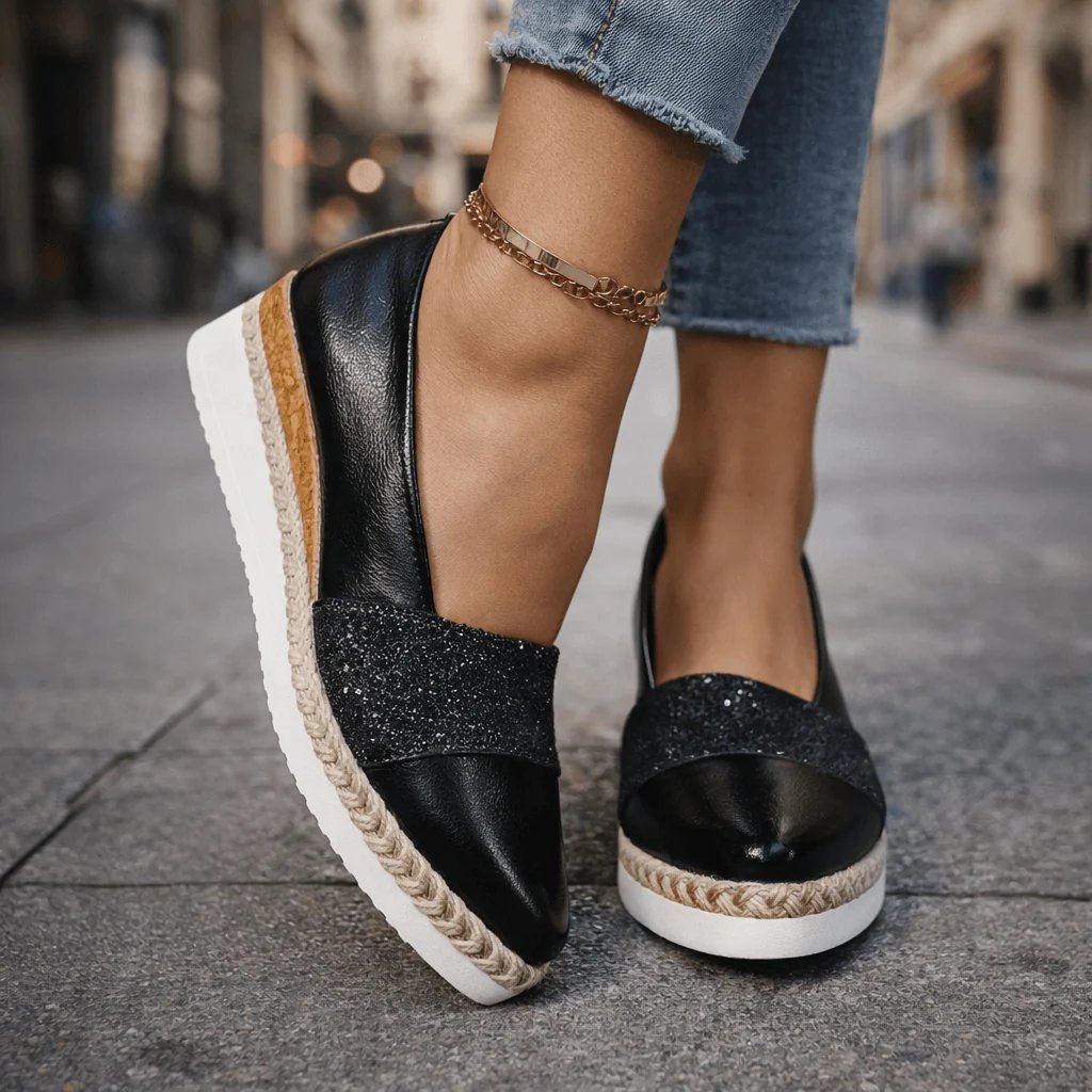 Karine™ – Glitrende Wedge Slip-On Sneakers