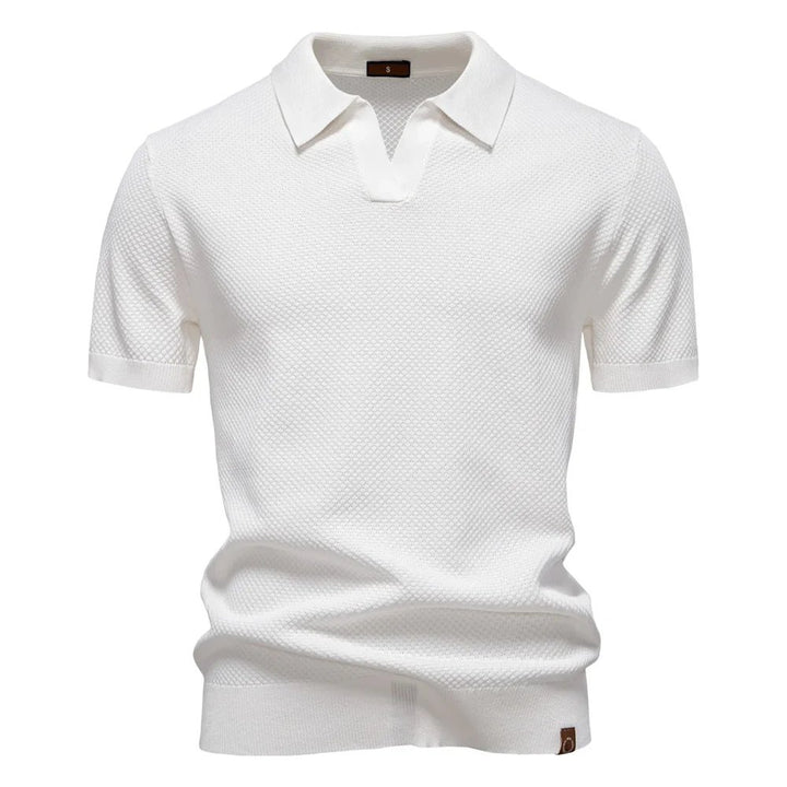 Hugo™ – | Strukturert Strikket Polo med Åpen Krage