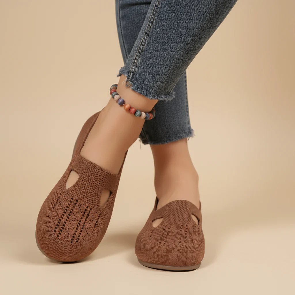 Kerstin™ – Pustende Mesh Cutout Slip-On Flats