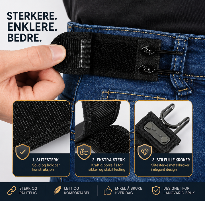 ClipBelt™ – Usynlig Spenne Stretch Belte Forlenger