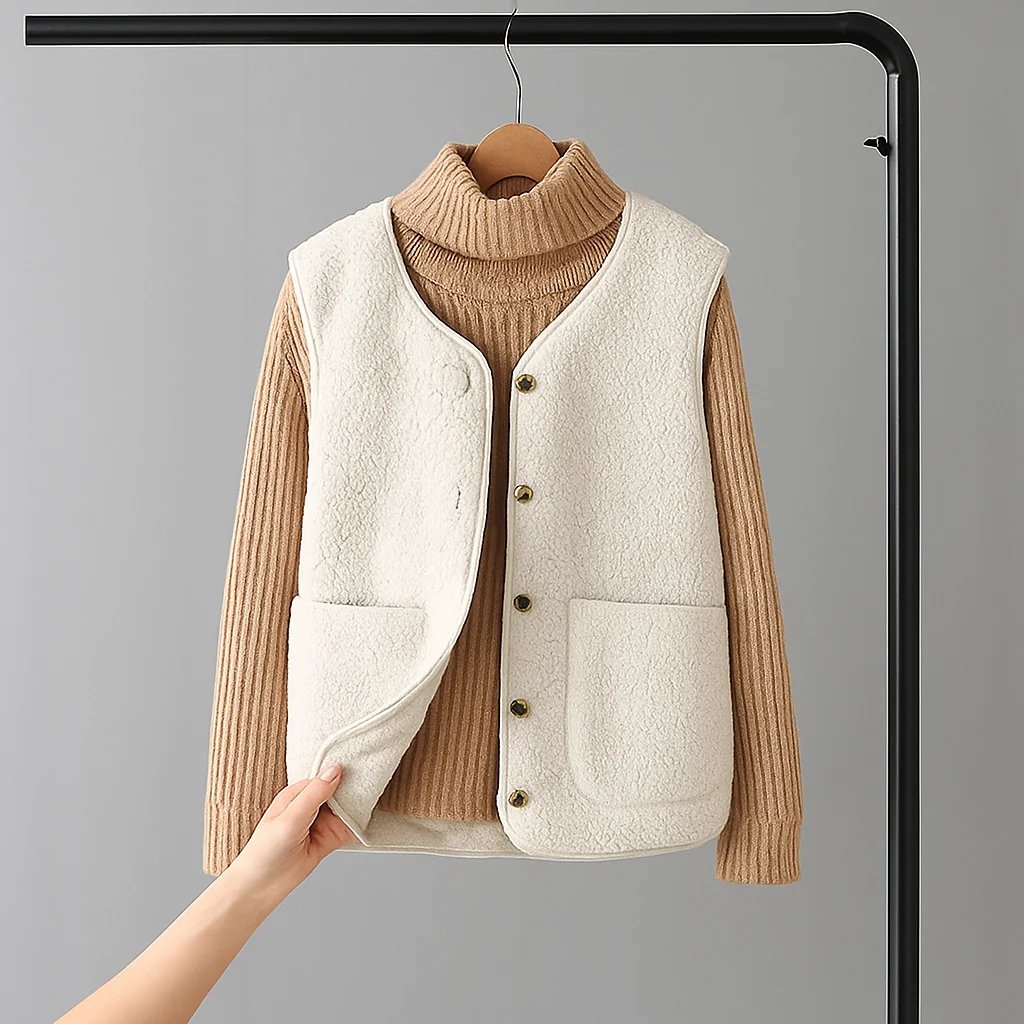 Svanhild™ – Koselig knappfront vest med lommer