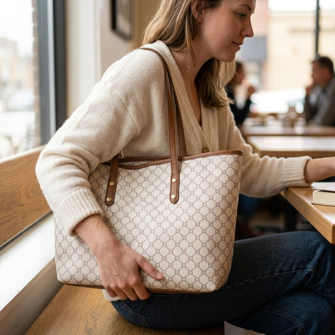 Emma™ – Monogrammeret Trykt Strukturert Kanvas Toalettmappe