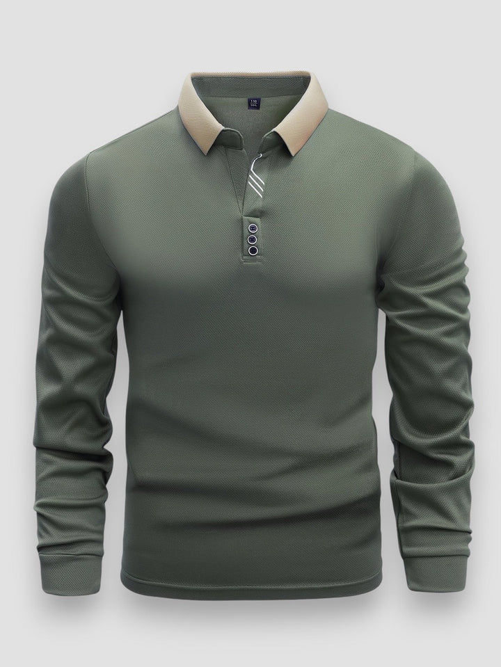Casper™ – Langermet Polo Skjorte med Kontrasterende Krage