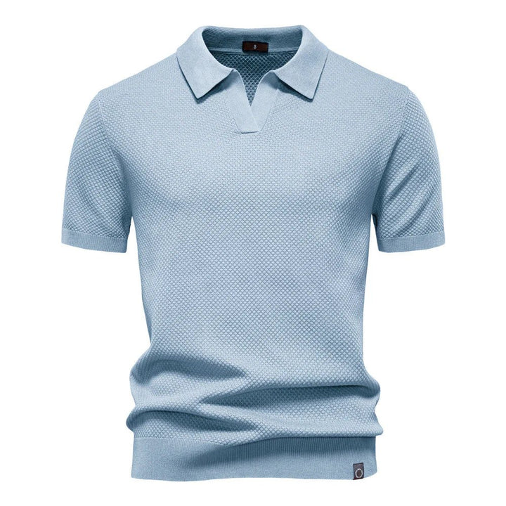 Liam™ – Strukturert Strikket Polo med Åpen Krage
