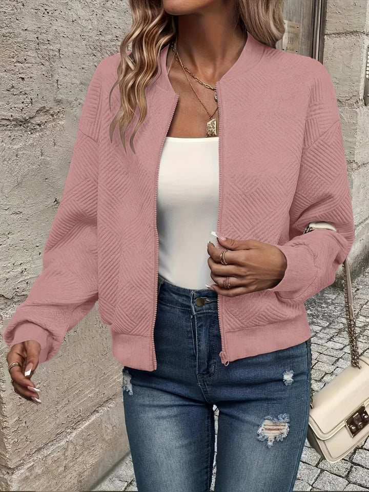 Laura™ – Teksturert Zip-Up Bomberjakke
