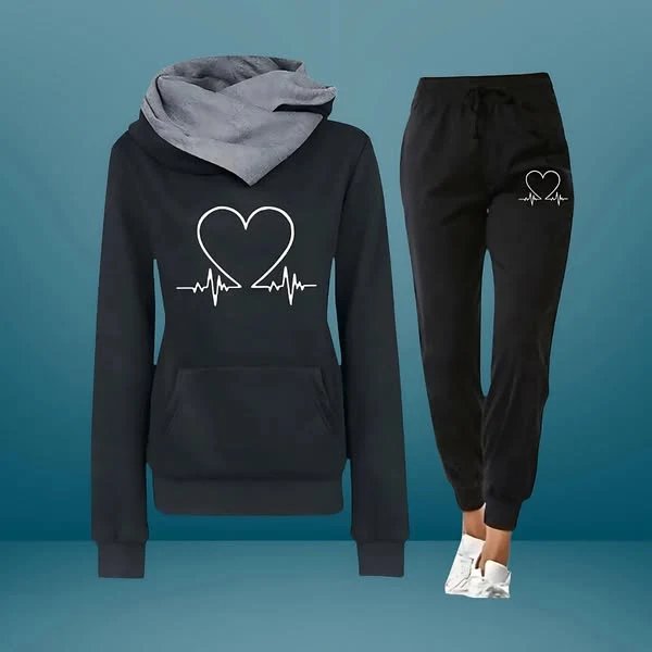 HeartBeat™ – Hettegenser med hjerteprint og loungewear-sett