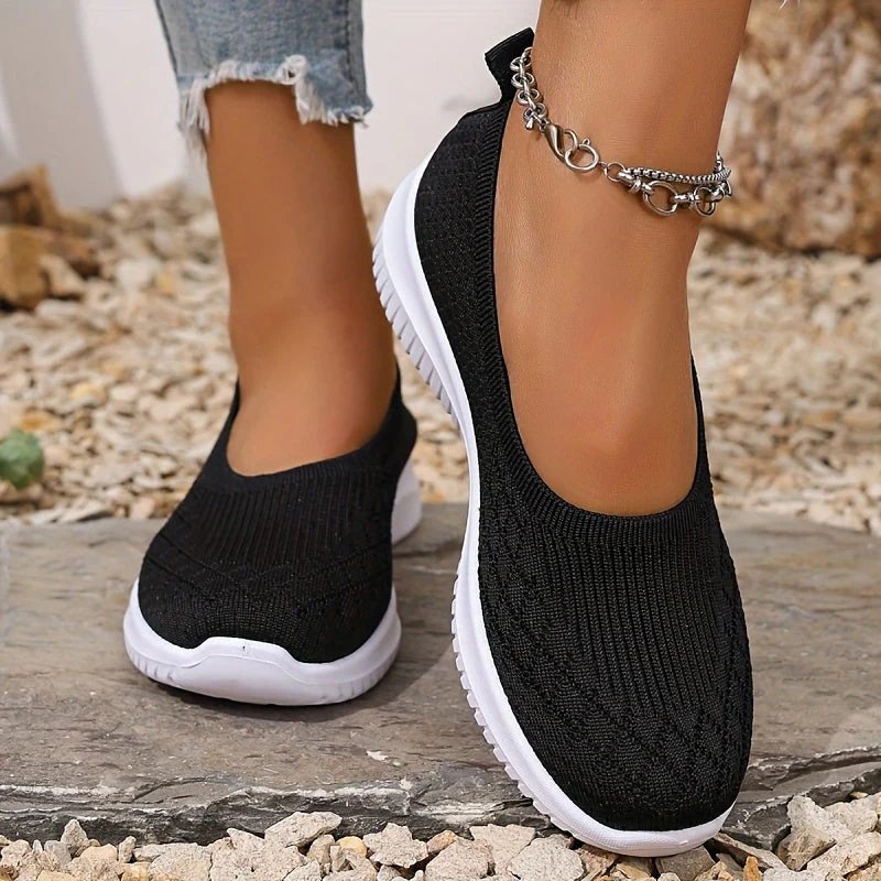 Ebba™ – | Pustende Strikk Slip-On Sneakers